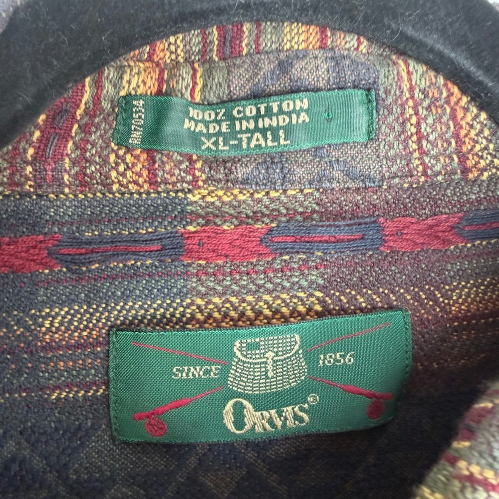Vintage Orvis XL Tall Mens Gorpcore Collared Henley Shirt 100% Cotton - Picture 3 of 8